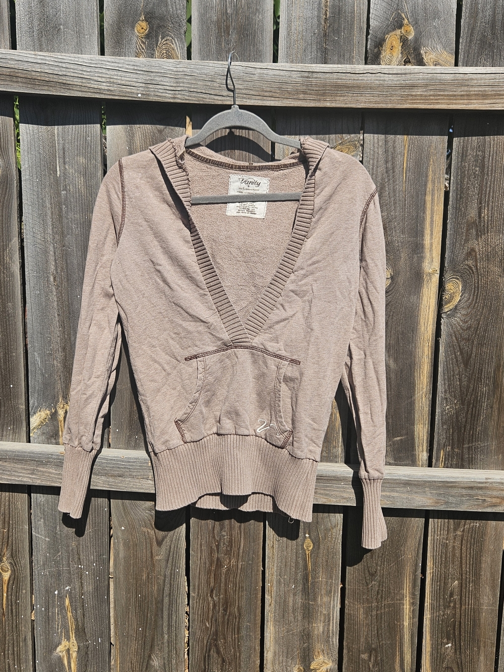 VTG Y2K Women S Hoodie Long Sleeve Pullover Henley Grunge 100% Cotton Preppy